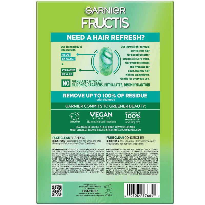 slide 5 of 5, Garnier Pure Clean Everyday Shampoo and Conditioner - 25 fl oz/2pk, 25 fl oz, 2 ct