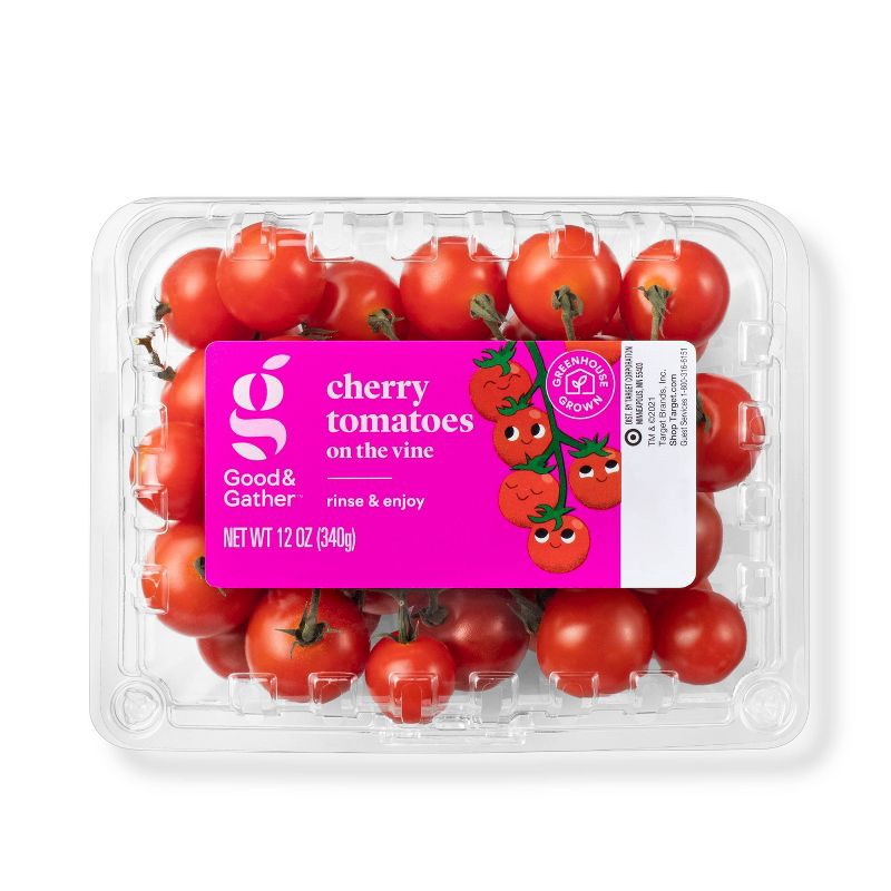 slide 1 of 4, Cherry Tomatoes On-The-Vine - 12oz - Good & Gather™ (Packaging May Vary), 12 oz