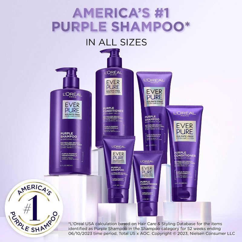 slide 8 of 10, L'Oreal Paris EverPure Sulfate Free Purple Shampoo - 23 fl oz, 23 fl oz