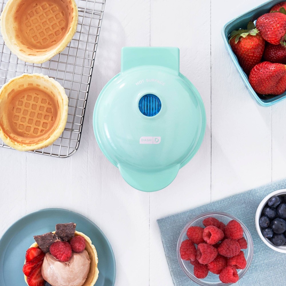 slide 5 of 7, Dash Mini Waffle Bowl Maker - Aqua, 1 ct