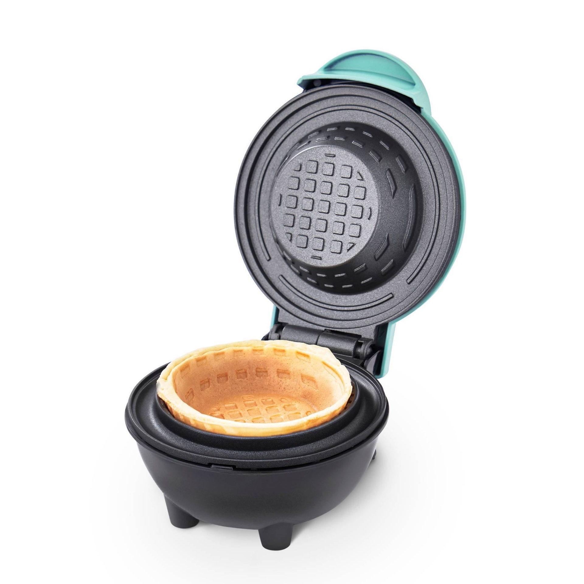 slide 1 of 7, Dash Mini Waffle Bowl Maker - Aqua, 1 ct
