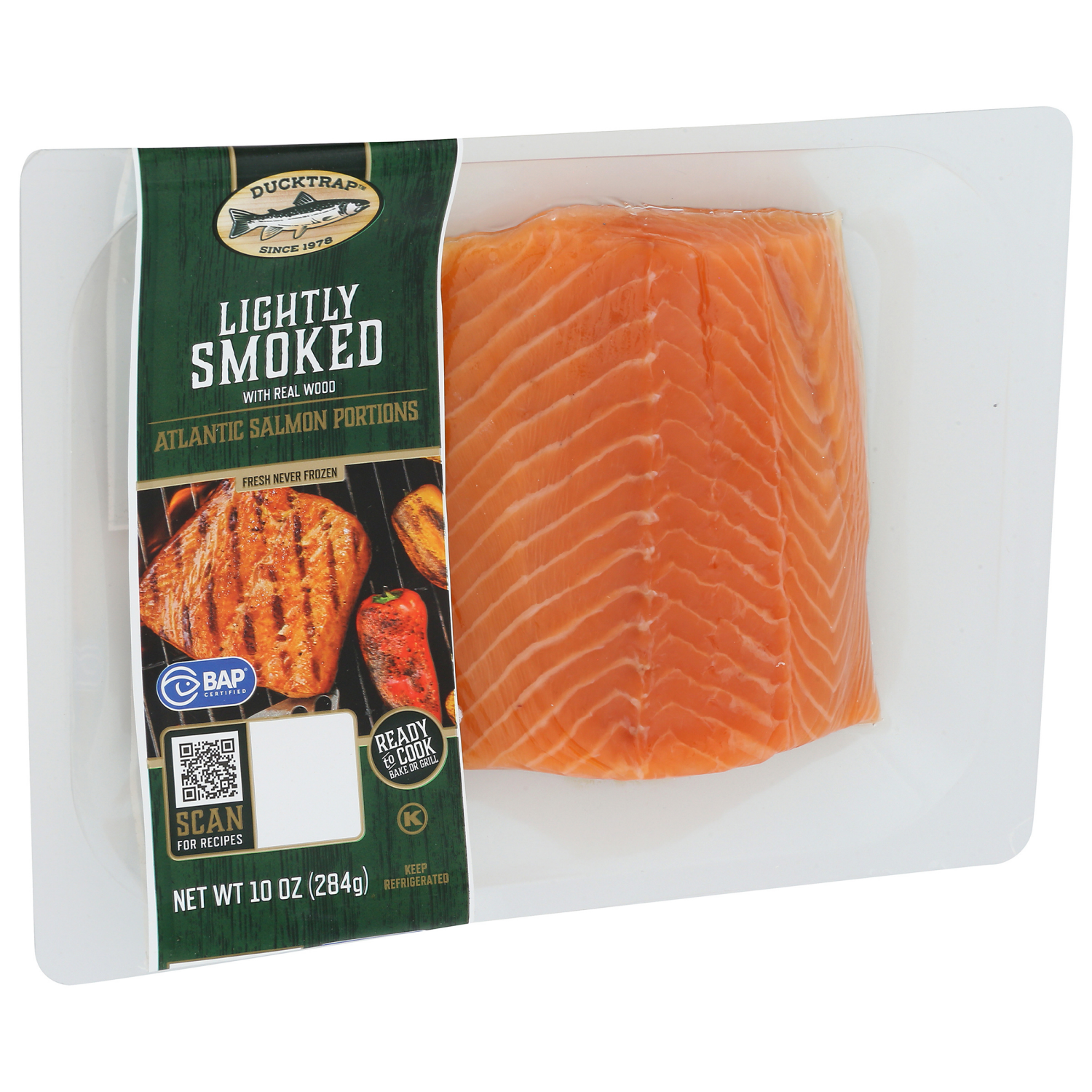 slide 6 of 8, Ducktrap Lght Smk Atl Salmon F2T 10 Oz, 10 oz