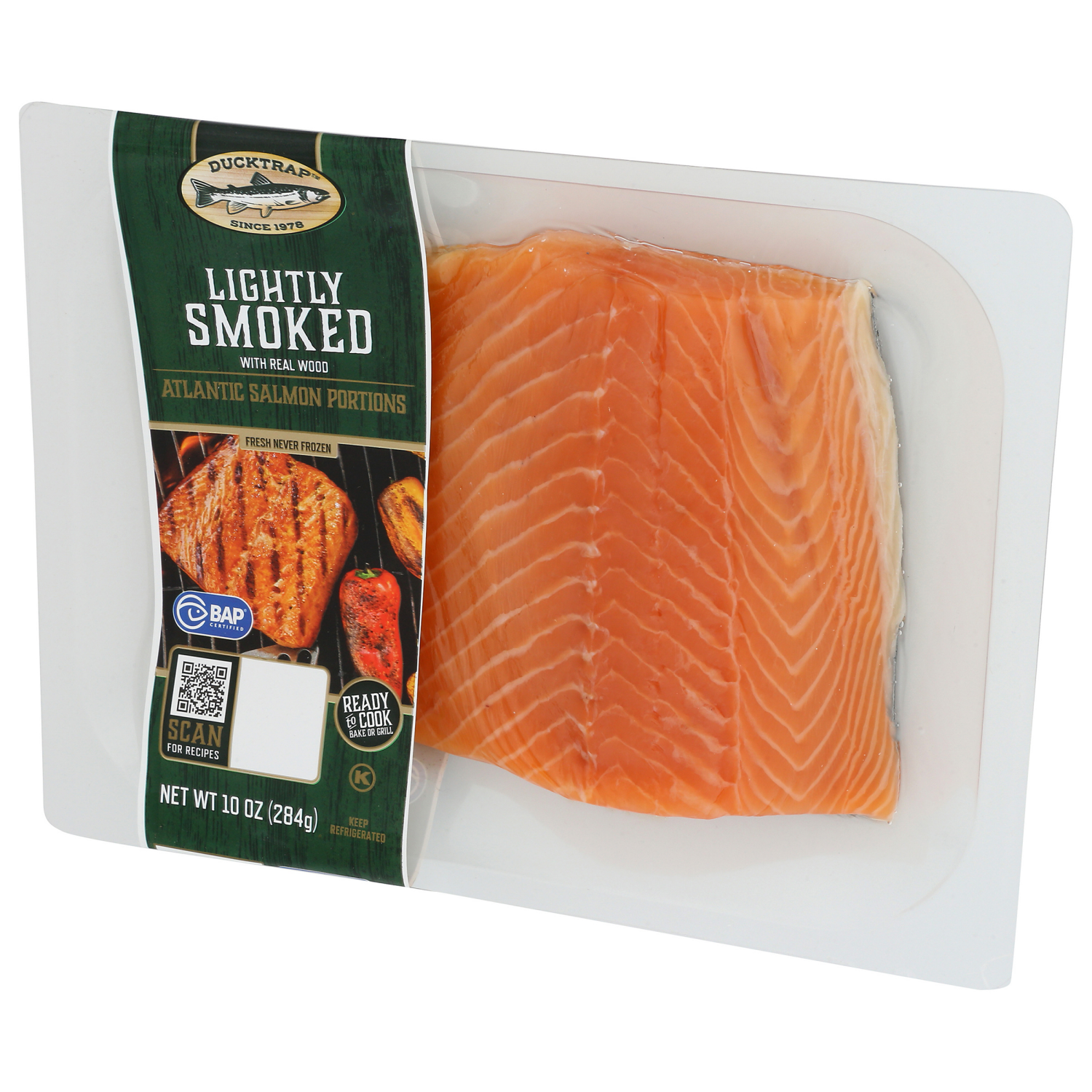 slide 7 of 8, Ducktrap Lght Smk Atl Salmon F2T 10 Oz, 10 oz