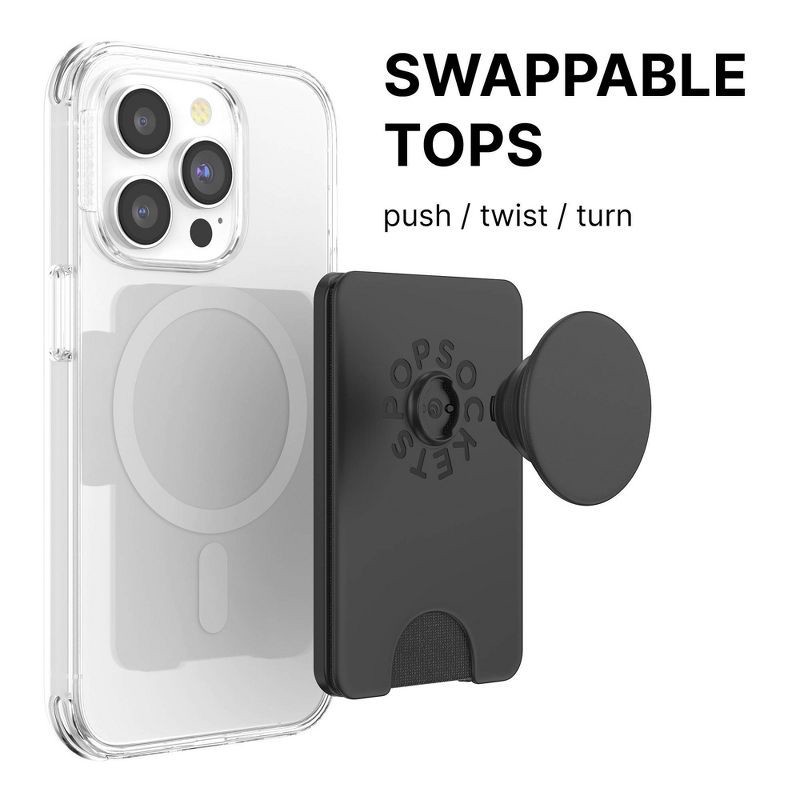 slide 3 of 7, PopSockets Magnetic Phone Wallet with Grip and MagSafe, Magnetic Adapter Ring Included - Black, 1 ct