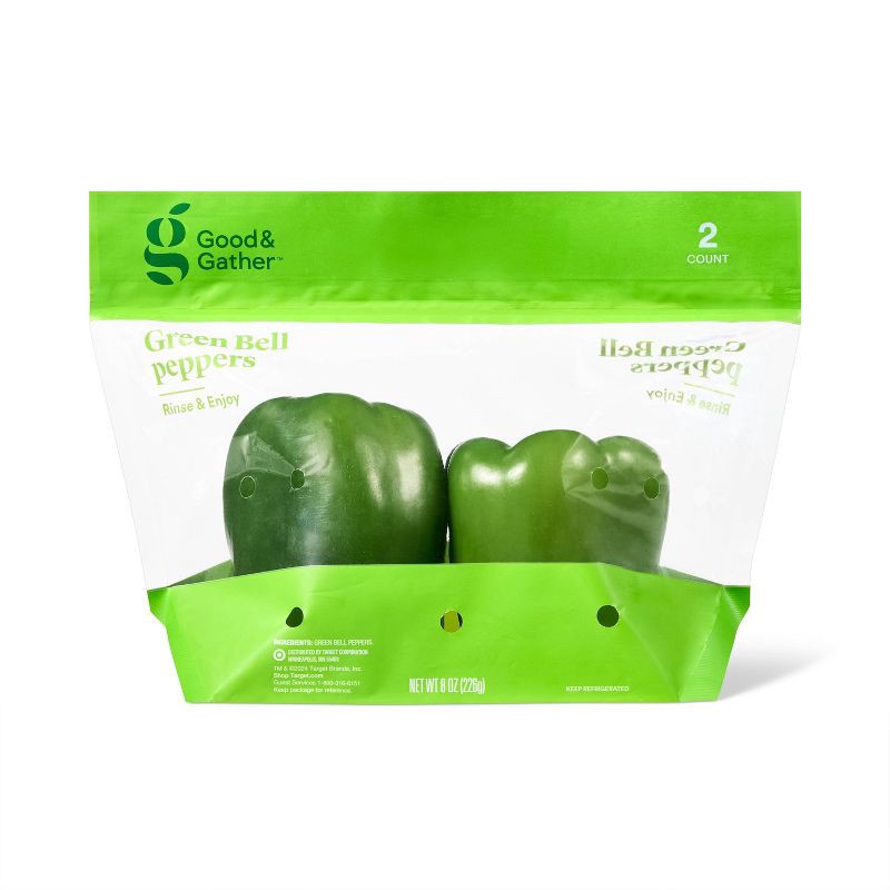 slide 3 of 6, Green Bell Peppers - 2ct - Good & Gather™, 2 ct