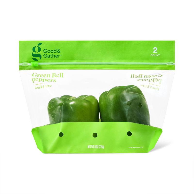 slide 1 of 6, Green Bell Peppers - 2ct - Good & Gather™, 2 ct