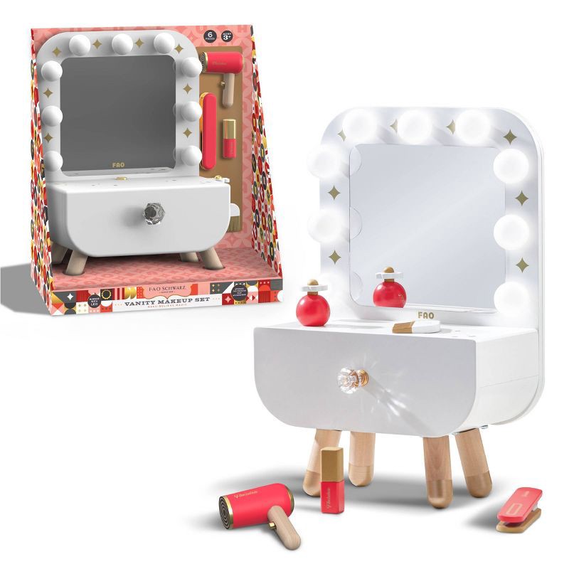 slide 1 of 6, FAO Schwarz Make-Believe Magic Vanity Mirror Makeup Set, 1 ct