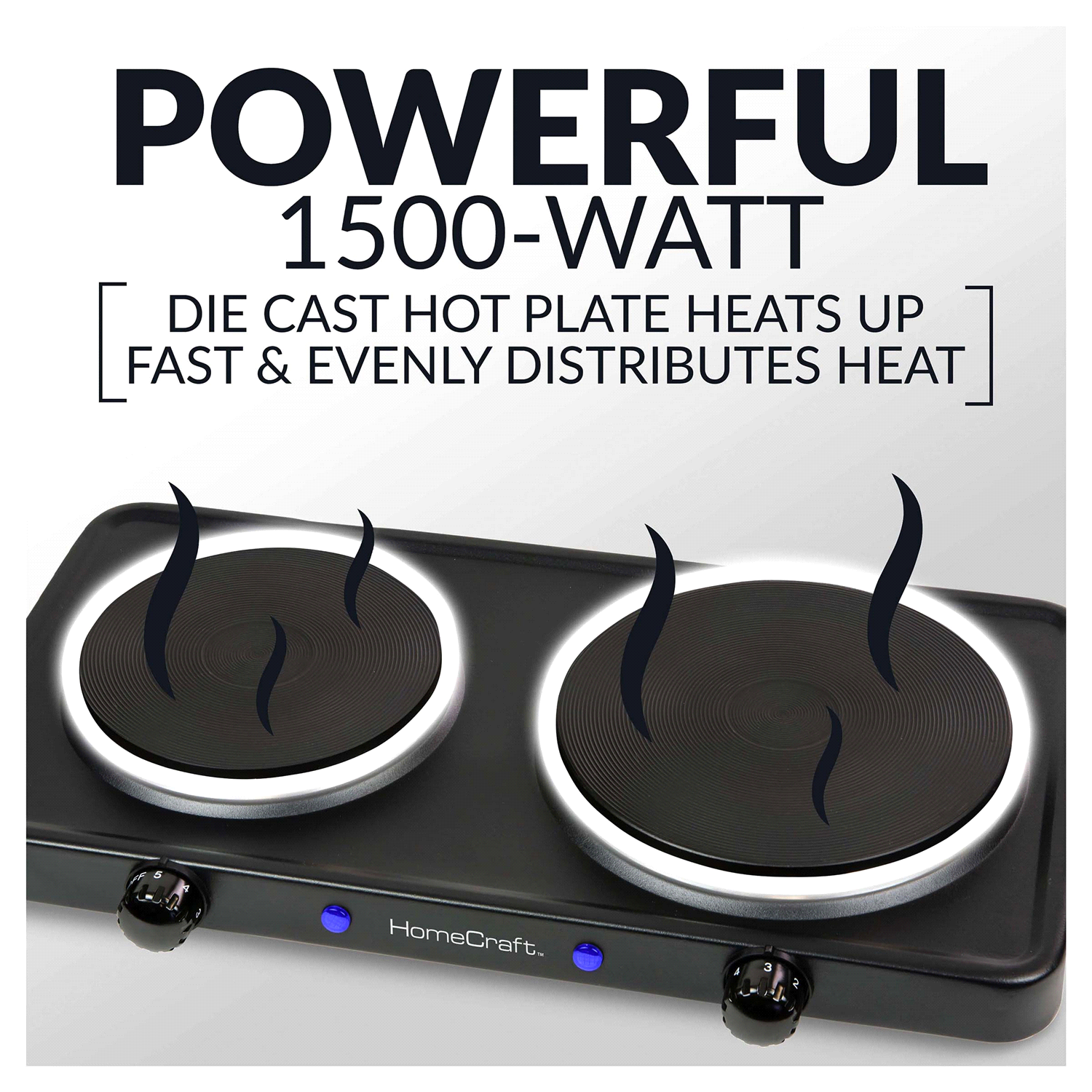 slide 2 of 5, HOME CRAFT Homecraft Double Burner Hot Plate, 1 ct