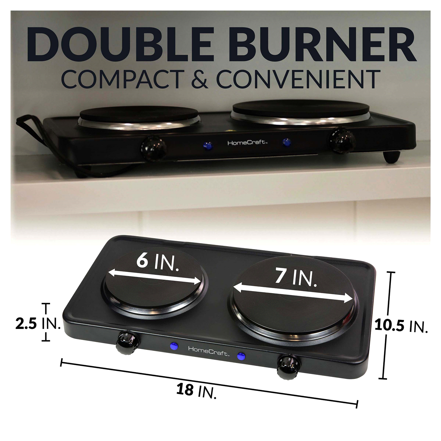 slide 4 of 5, HOME CRAFT Homecraft Double Burner Hot Plate, 1 ct
