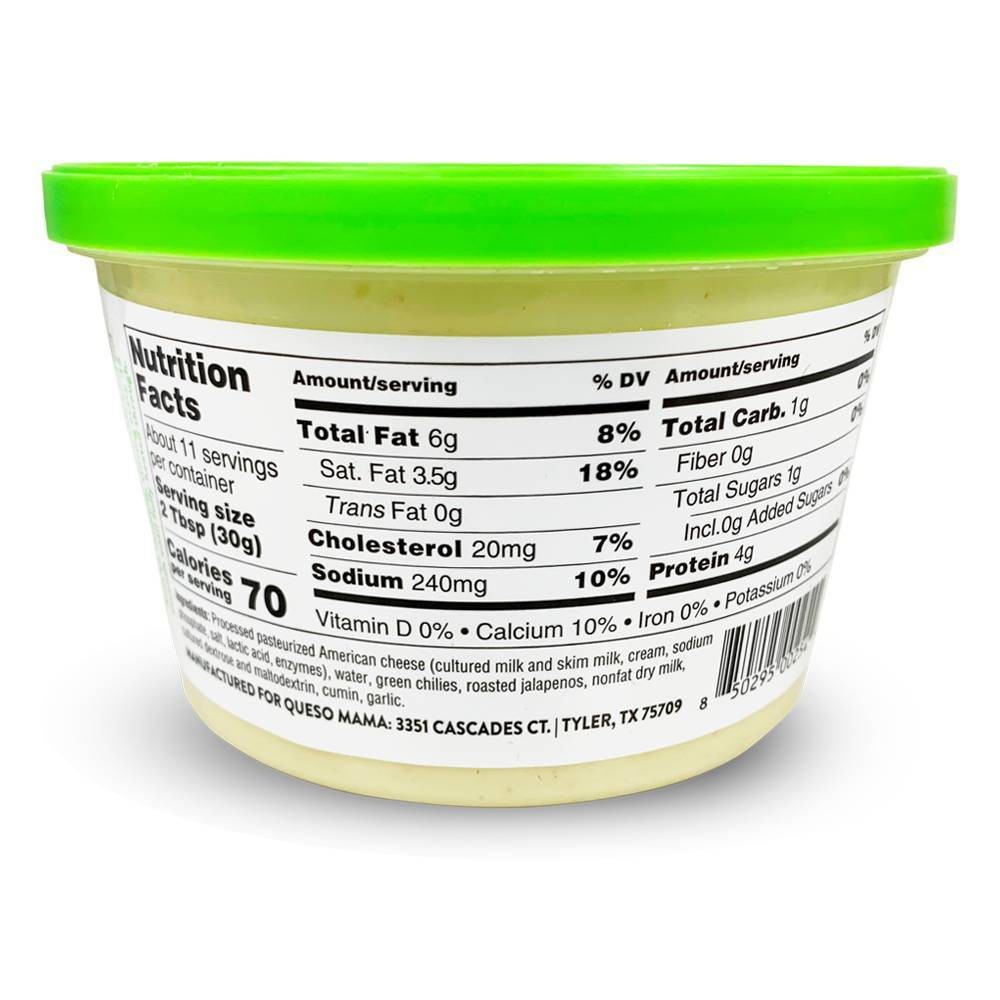 slide 3 of 3, Queso Mama White Queso with Green Chiles, 12 oz