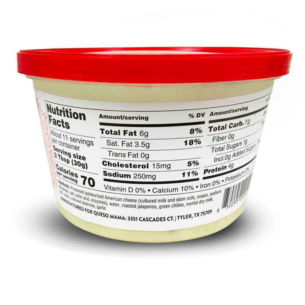 slide 3 of 3, Queso Mama White Queso with Jalapeños, 12 oz