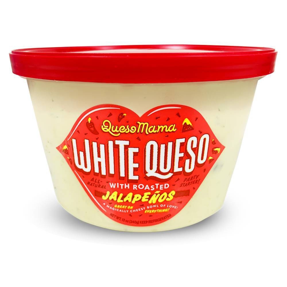 slide 1 of 3, Queso Mama White Queso with Jalapeños, 12 oz