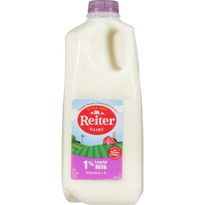 slide 1 of 7, Reiter Dairy Reiter 1% Lowfat Milk - 0.5gal, 1/2 gal