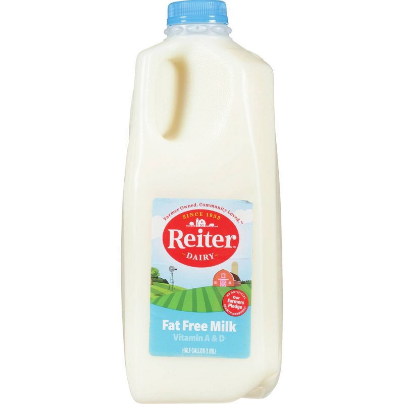 slide 1 of 7, Reiter Dairy Reiter Fat Free Skim Milk - 0.5gal, 1/2 gal