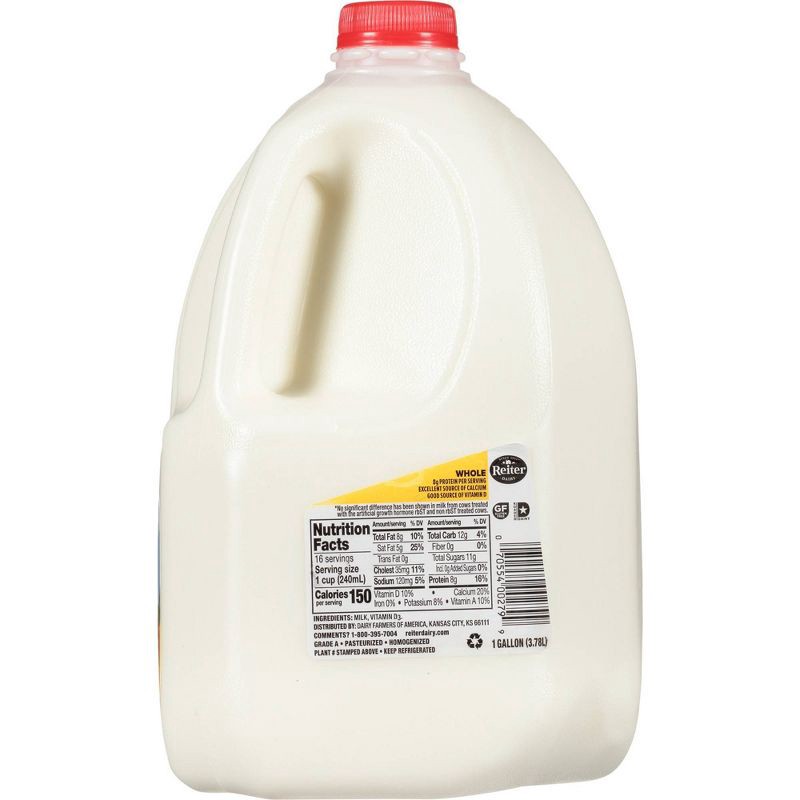 slide 3 of 6, Reiter Dairy Reiter Whole Milk - 1gal, 1 gal