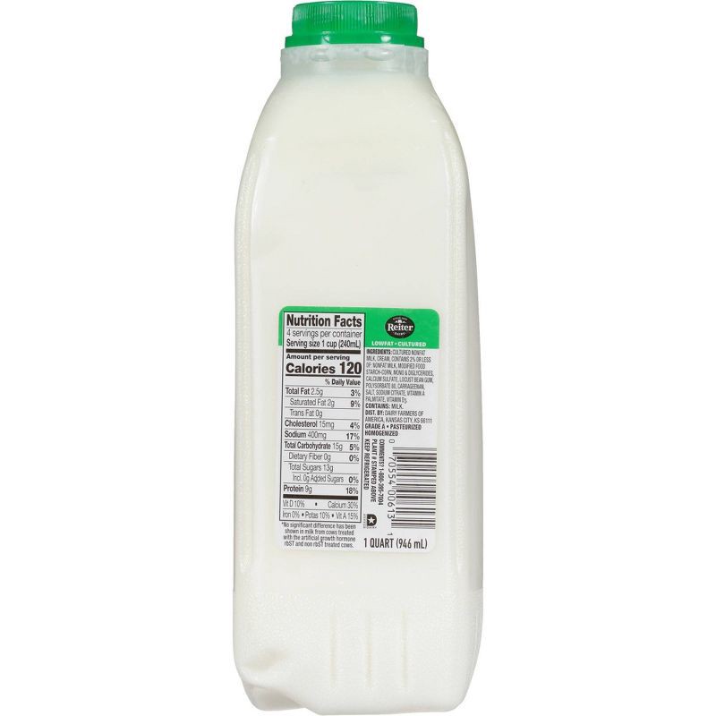 slide 2 of 7, Reiter Dairy Reiter 1% Lowfat Cultured Buttermilk - 1qt, 1 qt