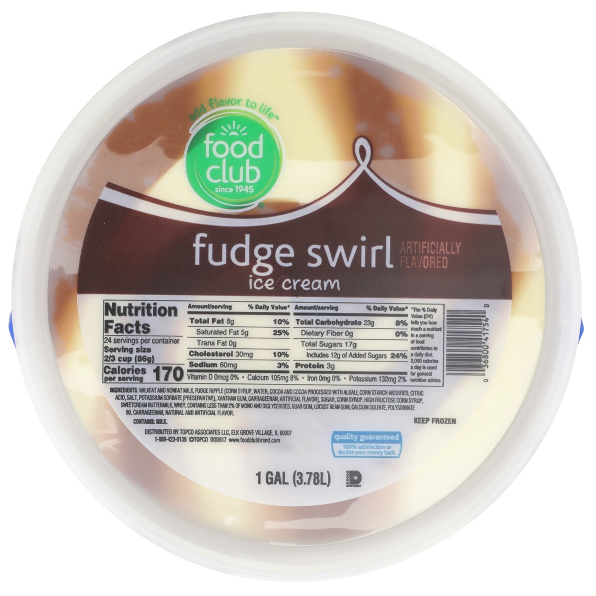 slide 9 of 9, Food Club Fudge Swirl Ice Cream, 4 qt