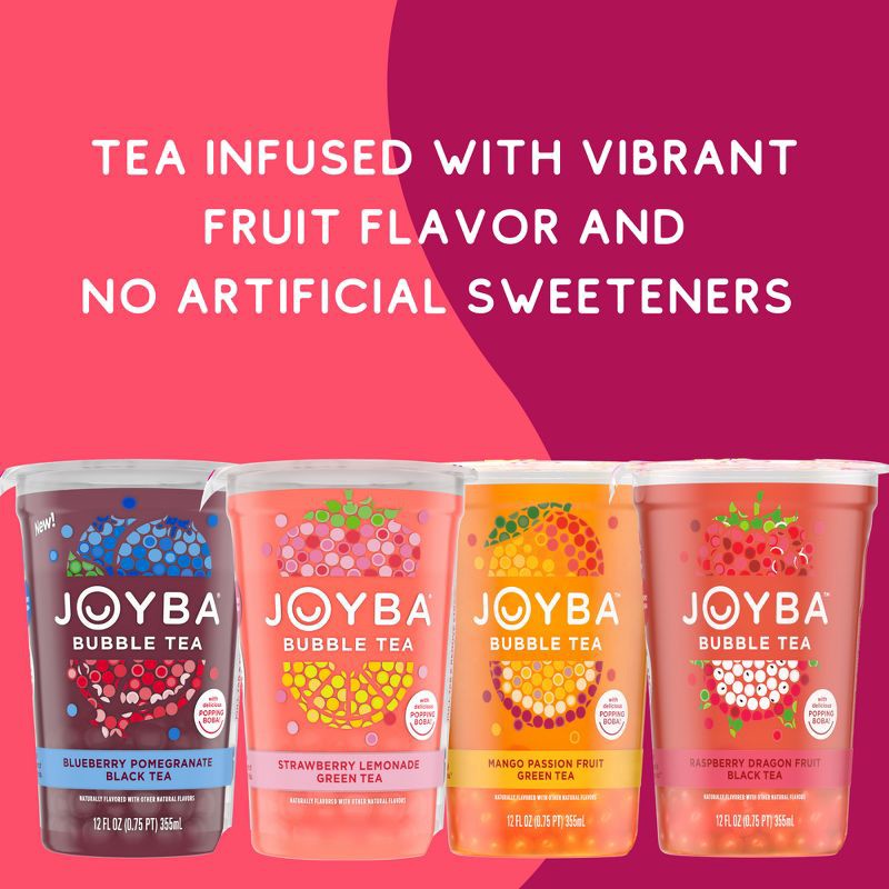 slide 6 of 6, JOYBA Raspberry Dragon Fruit Black Bubble Tea - 4pk/12 fl oz Cups, 4 ct; 12 fl oz