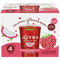 JOYBA Raspberry Dragon Fruit Black Bubble Tea - 4pk/12 fl oz Cups