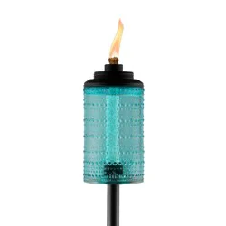 TIKI Carnival Torch: Freestanding Glass Stake, Textured Finish, No Tools Assembly, 12hr Burn