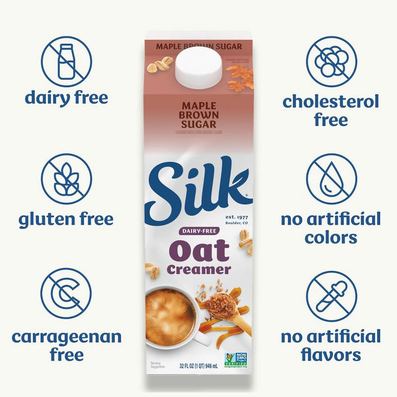 slide 2 of 12, Silk Oat Maple Brown Sugar Dairy-Free Gluten Free Creamer - 32 fl oz, 32 fl oz