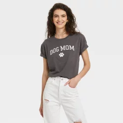Modern Lux Women's Dog Mom Short Sleeve Graphic T-Shirt - Gray M