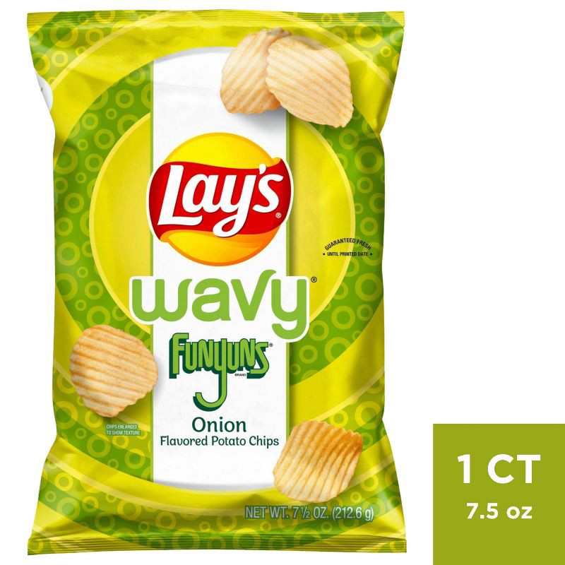 slide 1 of 3, Lay's Wavy Funyuns Onion Potato Chips - 7.5oz, 7.5 oz