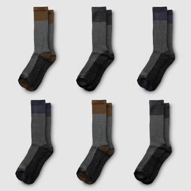 slide 2 of 5, Dickies Men's 6pk Moisture Control Crew Socks - Gray 6-12, 6 ct