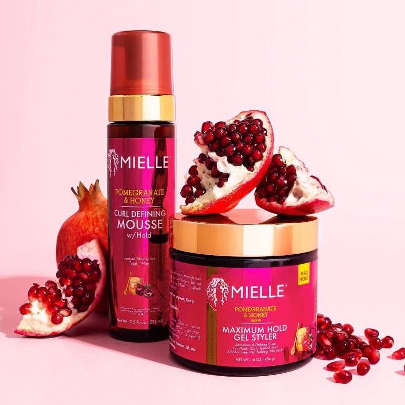 slide 4 of 6, Mielle Organics Pomegranate and Honey Curl Defining Mousse with Hold - 7.5 fl oz, 7.5 fl oz