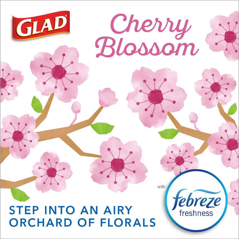 slide 4 of 11, Glad ForceFlex MaxStrength Tall Kitchen Drawstring Pink Trash Bags - Cherry Blossom - 13gal/45ct, 45 ct; 13 gal