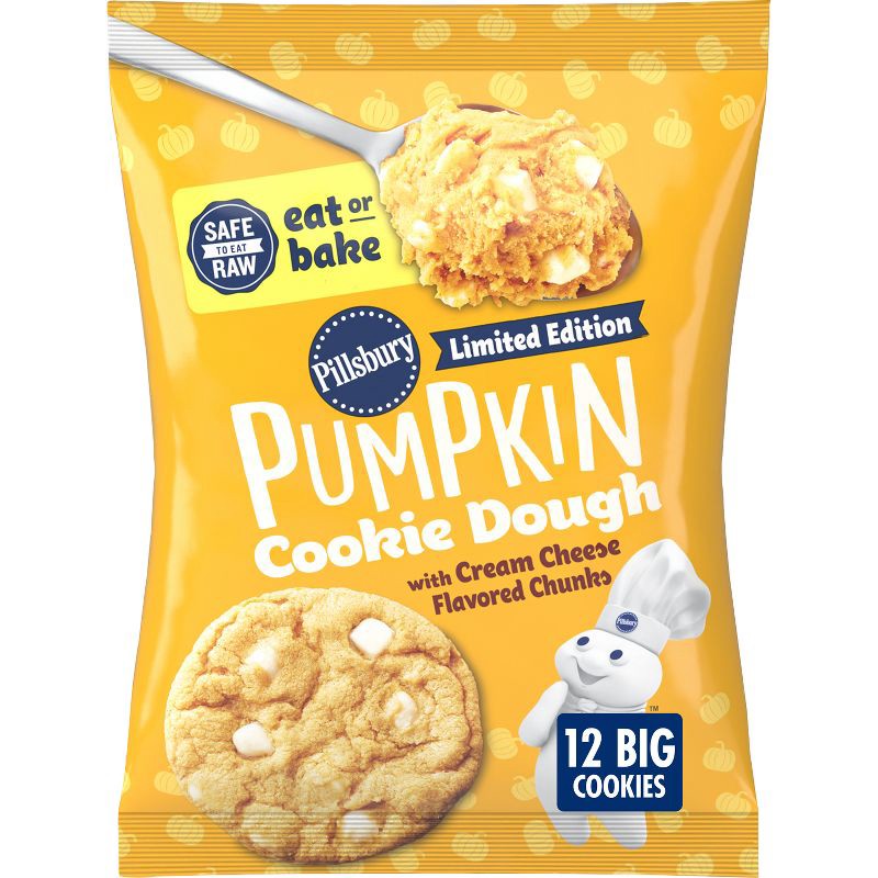 slide 1 of 8, Pillsbury Ready-to-Bake Pumpkin Cookie Dough with Cream Cheese Flavored Chips - 14oz/12ct, 12 ct; 14 oz