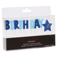 slide 3 of 5, Papyrus Birthday Candles, Boy Birthday (9-Count), 1 ct