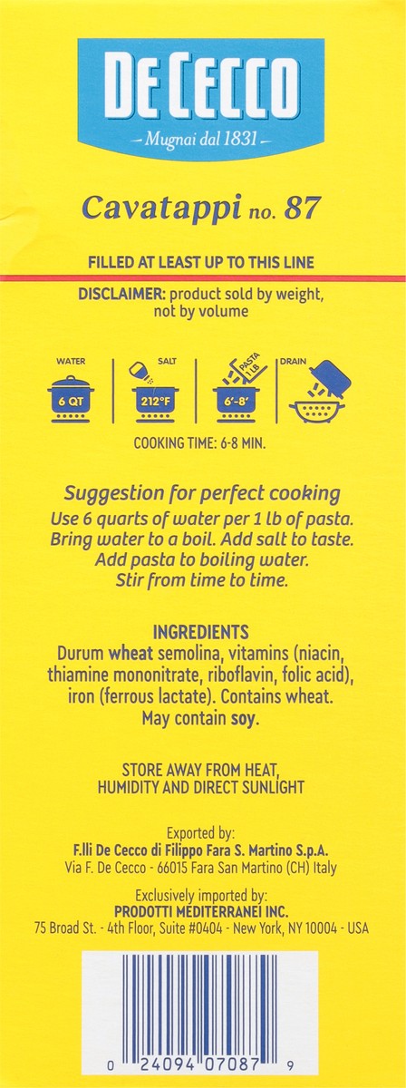 slide 4 of 13, De Cecco No. 87 Cavatappi 1 lb, 1 lb