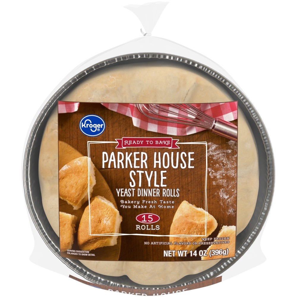 slide 1 of 2, Kroger Ready To Bake Parker House Style Yeast Dinner Rolls 15 Count, 14 oz