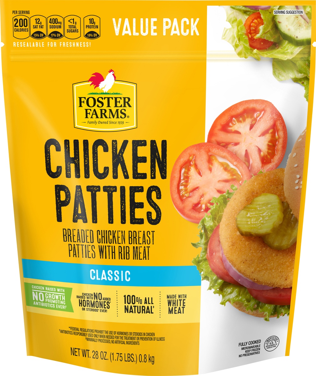 slide 4 of 6, Foster Farms Chicken Patties Value Pack, 28 oz