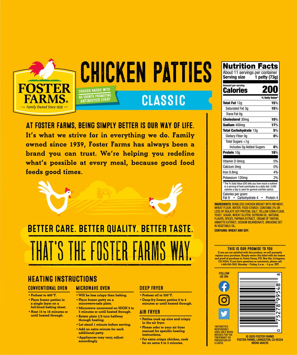 slide 5 of 6, Foster Farms Chicken Patties Value Pack, 28 oz