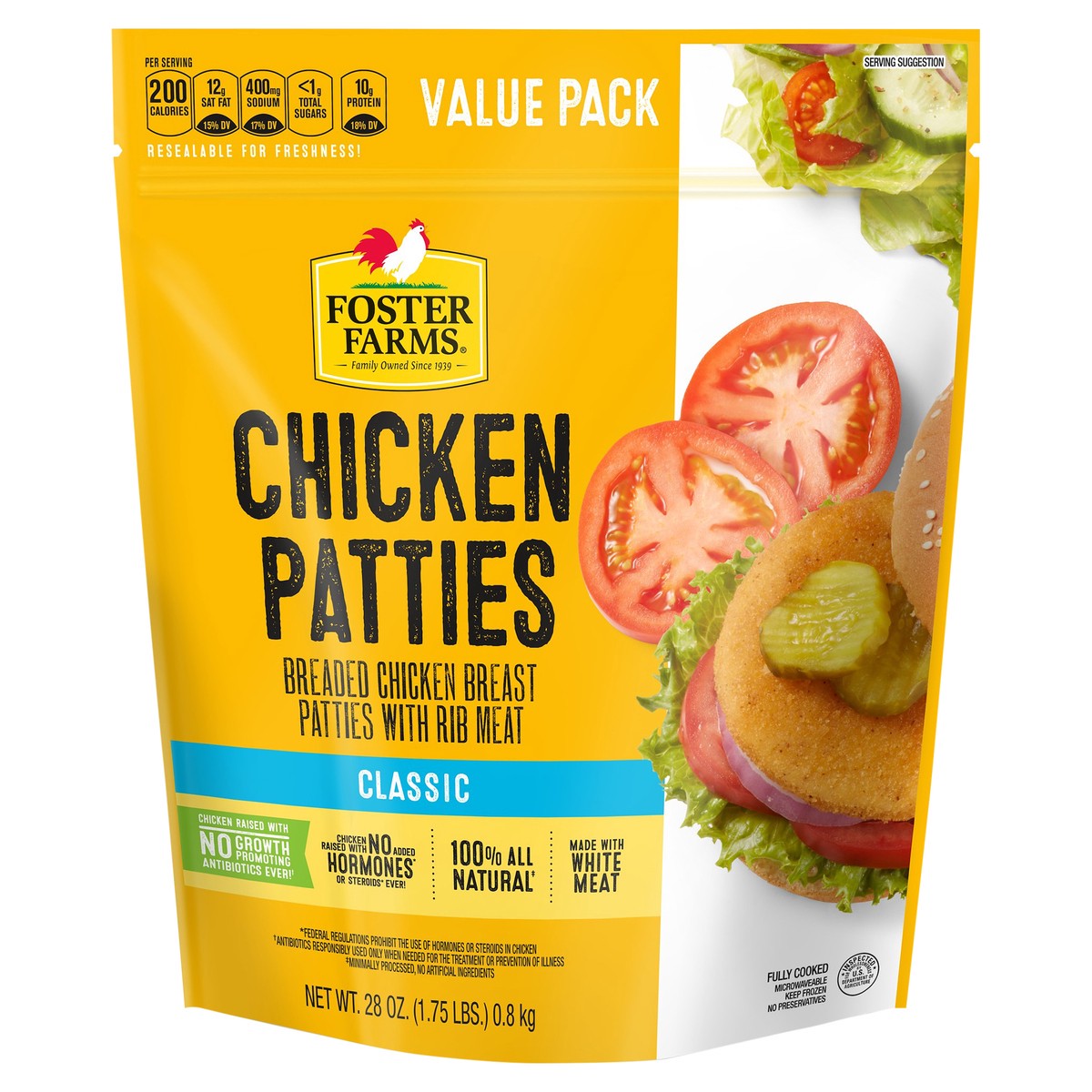 slide 1 of 6, Foster Farms Chicken Patties Value Pack, 28 oz