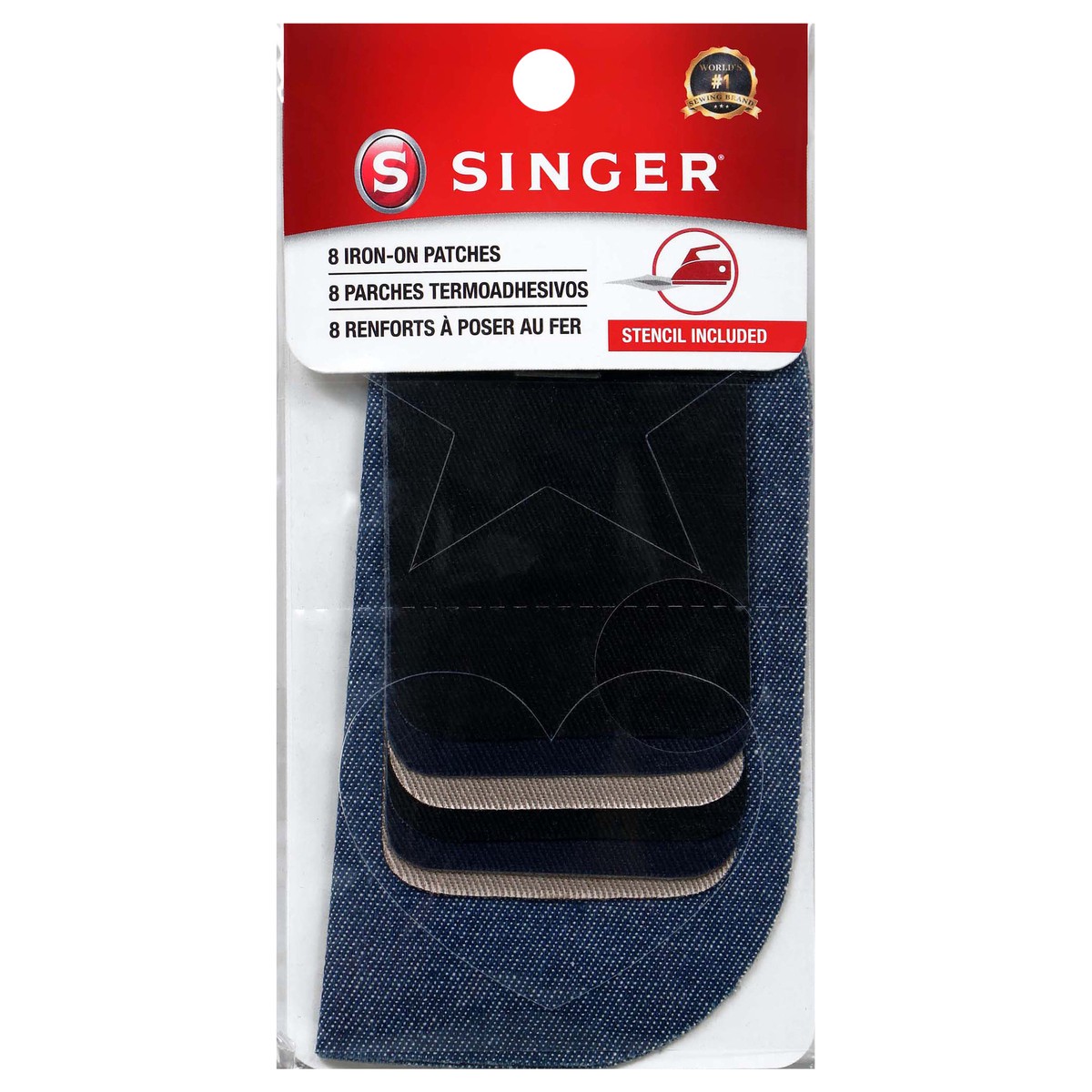 slide 1 of 2, Singer Denim and Twill Iron-On Patch Repair Kit, 8 ct