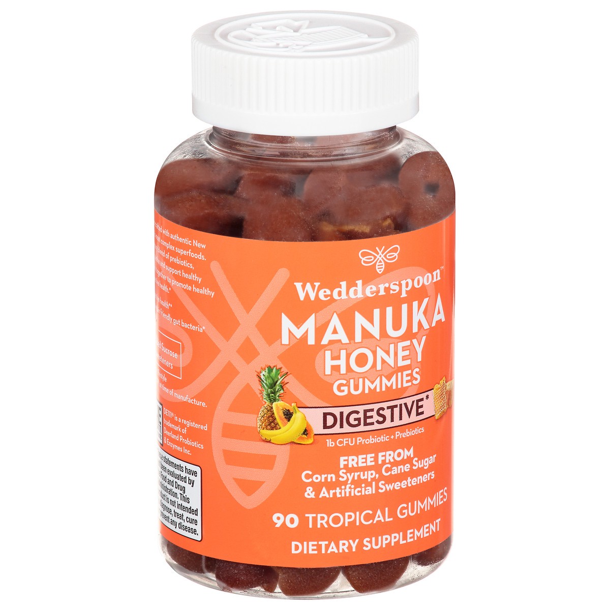 slide 2 of 9, Wedderspoon Manuka Honey Tropical Flavored Digestive Gummies, 90 ct