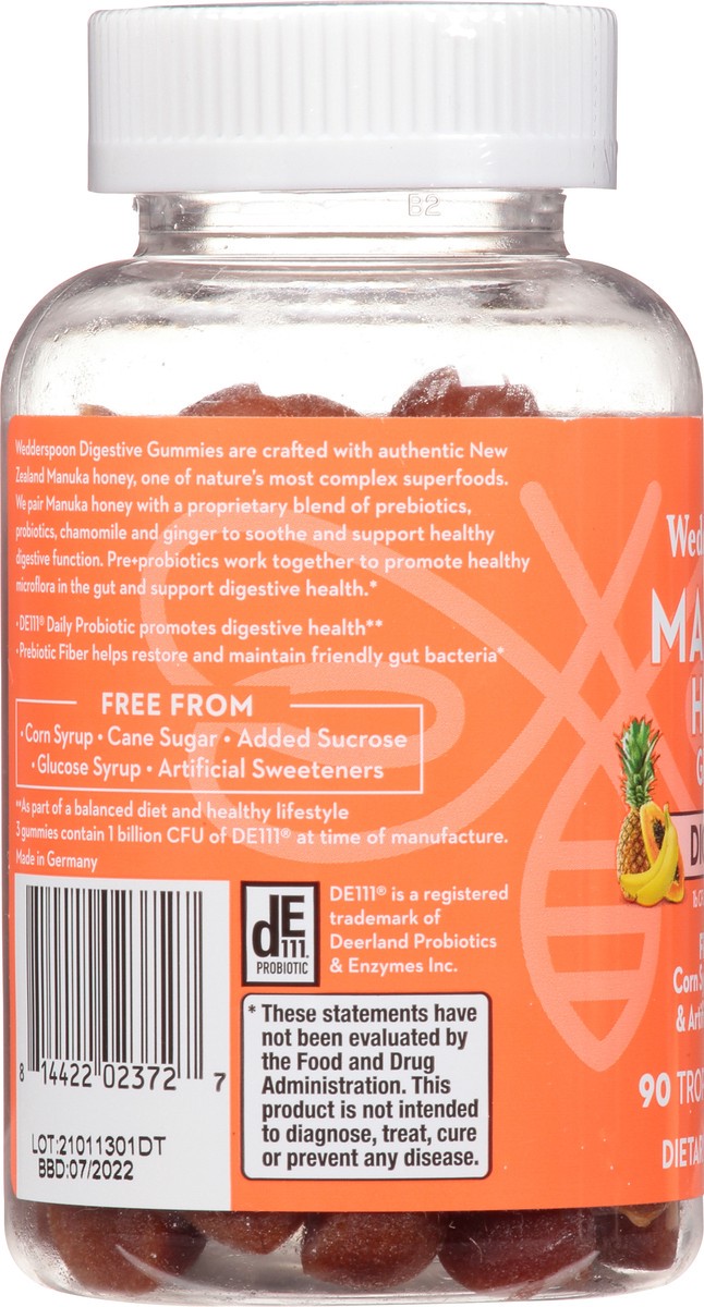 slide 7 of 9, Wedderspoon Manuka Honey Tropical Flavored Digestive Gummies, 90 ct