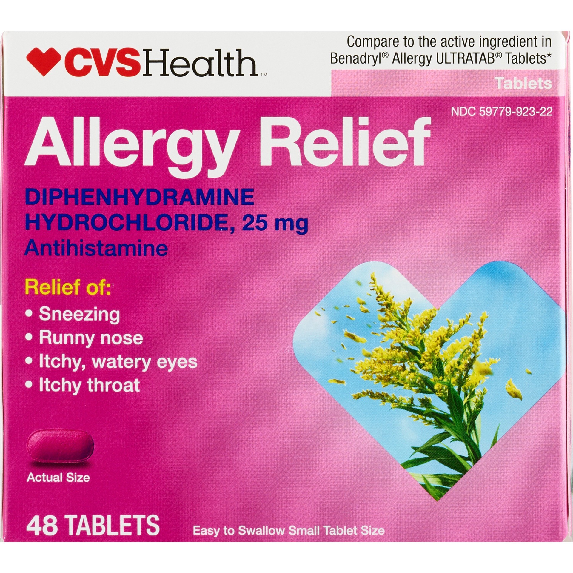 slide 1 of 1, CVS Health Allergy Relief Diphenhydramine Tablets, 48 Ct, 48 ct