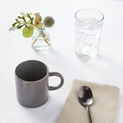 15oz Stoneware Tilley Mug Dark Gray - Threshold™: Traditional Coffee Mug, Dishwasher & Microwave Safe, 15.21oz Capacity