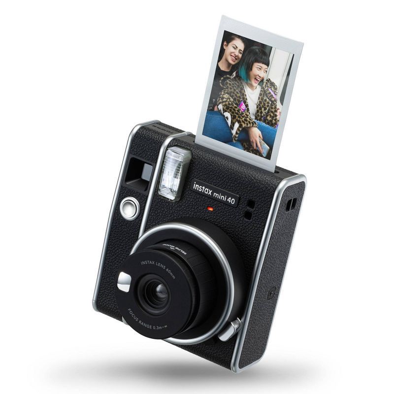 slide 8 of 10, Fujifilm Instax Mini 40 Camera - Black: Automatic Focus, Built-In Flash, Instant Film Format, 1 ct