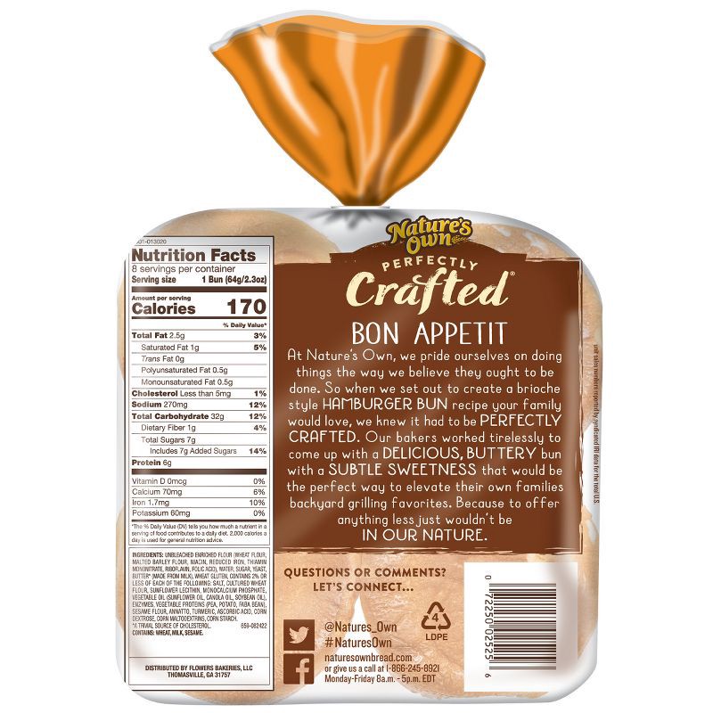 slide 12 of 16, Nature's Own Perfectly Crafted Brioche Hamburger Bun - 18oz, 18 oz