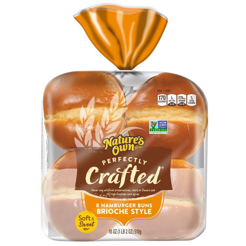 slide 1 of 16, Nature's Own Perfectly Crafted Brioche Hamburger Bun - 18oz, 18 oz