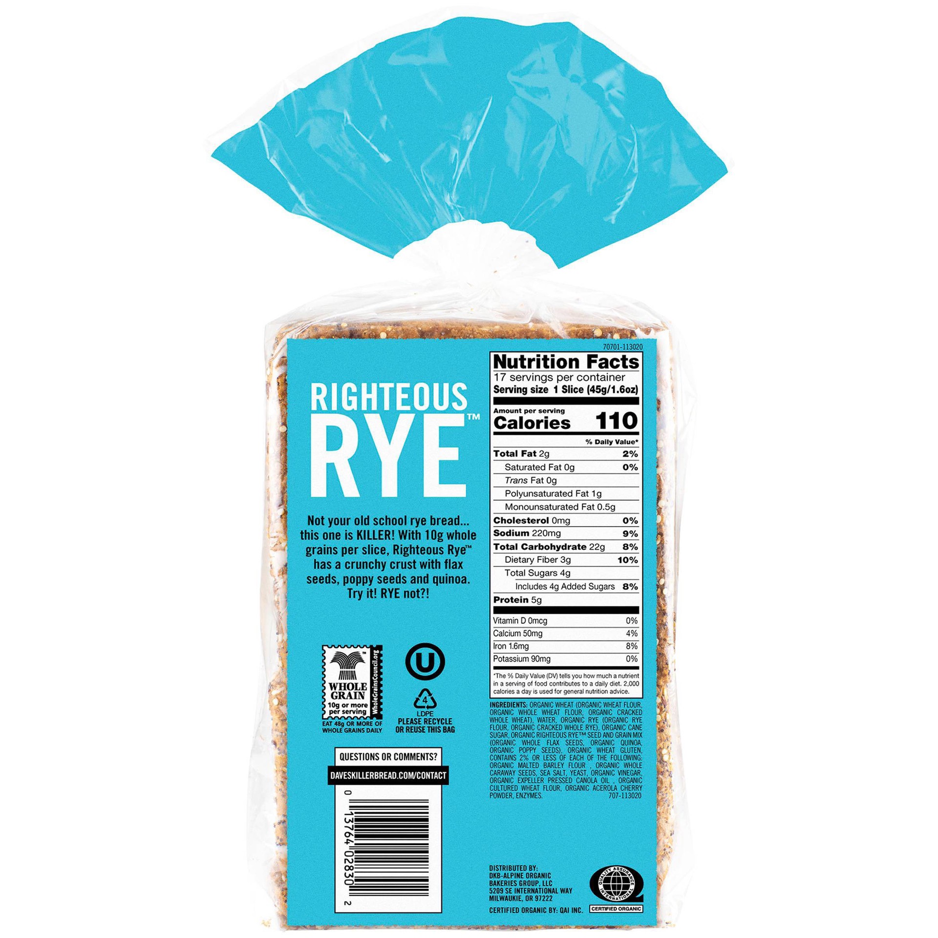 Dave's Killer Bread Organic Righteous Rye Bread 27 oz 27 oz Shipt