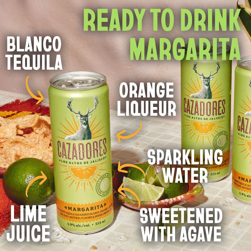 slide 2 of 6, Cazadores Margarita Cocktail - 4pk/355ml Cans, 4 ct; 355 ml