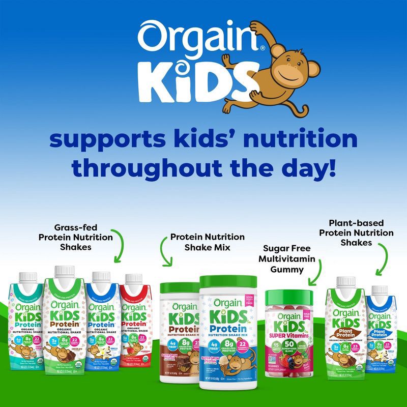 slide 7 of 7, Orgain Organic Kids' Nutritional Protein Shake 22 Vitamins & Minerals Vanilla Flavored - 4pk/8.25 fl oz Cartons, 4 ct, 8.25 fl oz
