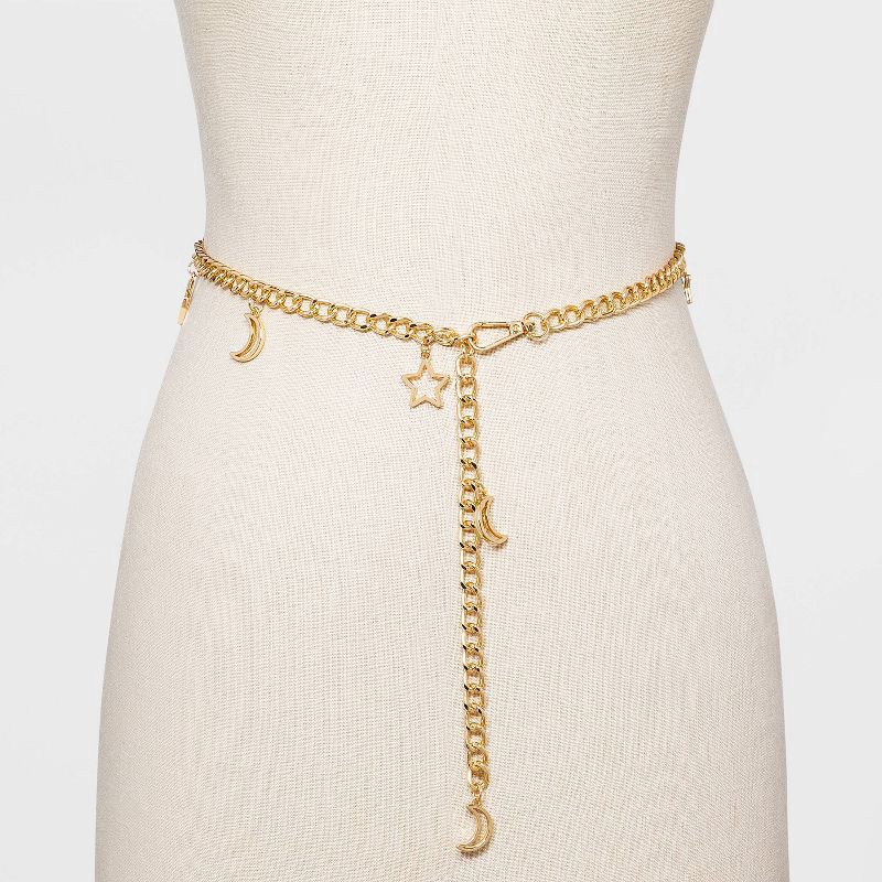 slide 2 of 2, Women's Celestial Chain Belt - Wild Fable™ Gold M, 1 ct