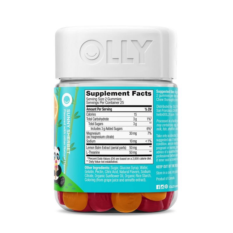 slide 3 of 7, OLLY Kids Chillax Supplement Gummies with Magnesium, L-Theanine & Lemon Balm - Sunny Sherbet - 50ct, 50 ct